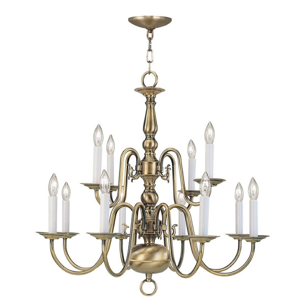HomeRoots Twelve Light Dimmable Chandelier - Modern Steel Shades for Elegant Ambient Lighting in Any Room 687559
