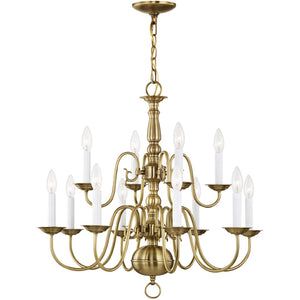 HomeRoots Twelve Light Dimmable Chandelier - Modern Steel Shades for Elegant Ambient Lighting in Any Room 687559