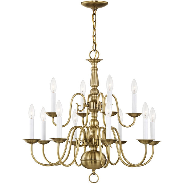 HomeRoots Twelve Light Dimmable Chandelier - Modern Steel Shades for Elegant Ambient Lighting in Any Room 687559