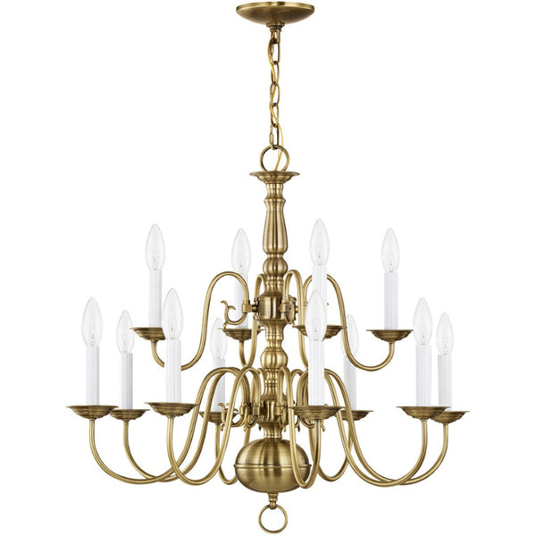HomeRoots Twelve Light Dimmable Chandelier - Modern Steel Shades for Elegant Ambient Lighting in Any Room 687559