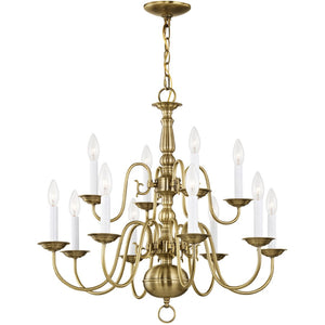 HomeRoots Twelve Light Dimmable Chandelier - Modern Steel Shades for Elegant Ambient Lighting in Any Room 687559