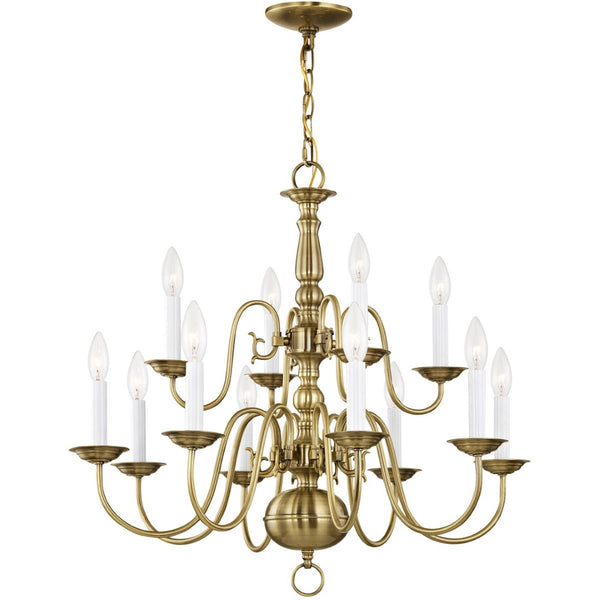 HomeRoots Twelve Light Dimmable Chandelier - Modern Steel Shades for Elegant Ambient Lighting in Any Room 687559