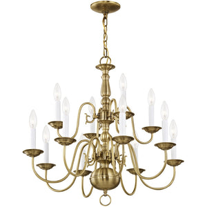 HomeRoots Twelve Light Dimmable Chandelier - Modern Steel Shades for Elegant Ambient Lighting in Any Room 687559