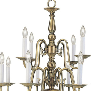 HomeRoots Twelve Light Dimmable Chandelier - Modern Steel Shades for Elegant Ambient Lighting in Any Room 687559