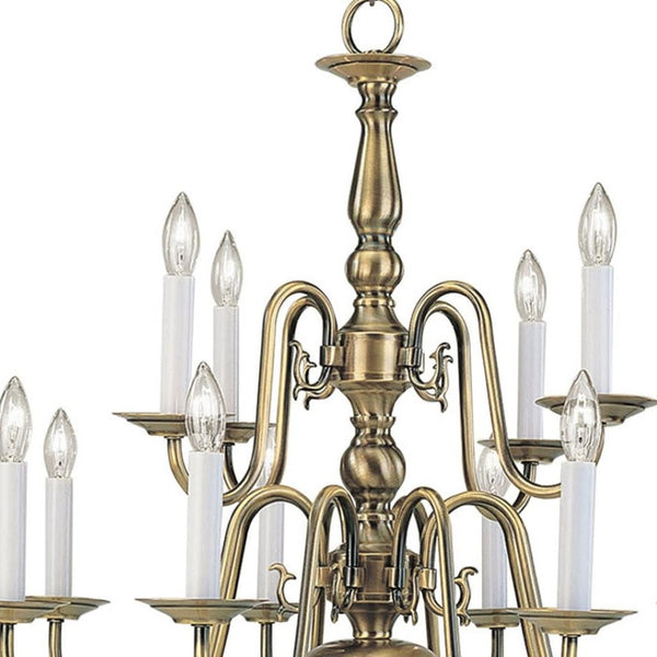 HomeRoots Twelve Light Dimmable Chandelier - Modern Steel Shades for Elegant Ambient Lighting in Any Room 687559