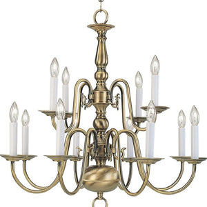HomeRoots Twelve Light Dimmable Chandelier - Modern Steel Shades for Elegant Ambient Lighting in Any Room 687559