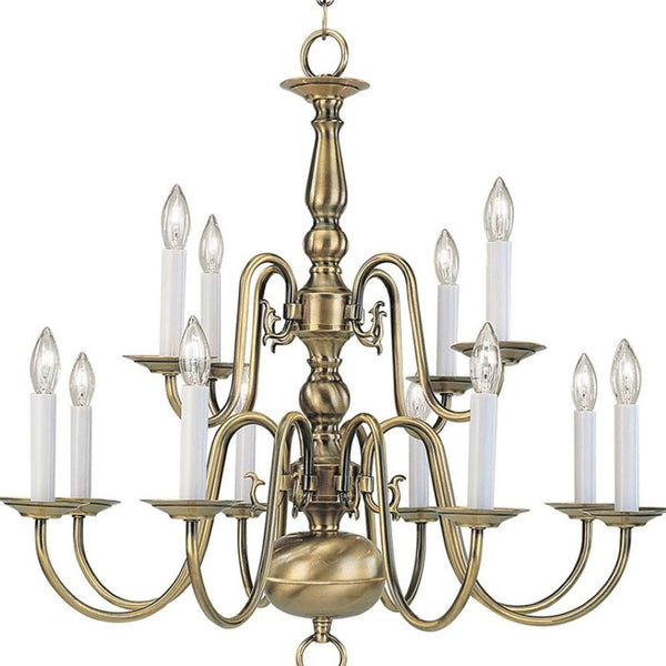 HomeRoots Twelve Light Dimmable Chandelier - Modern Steel Shades for Elegant Ambient Lighting in Any Room 687559