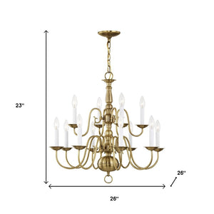 HomeRoots Twelve Light Dimmable Chandelier - Modern Steel Shades for Elegant Ambient Lighting in Any Room 687559