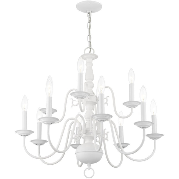 HomeRoots White Twelve-Light Dimmable Chandelier - Elegant Modern Design with Durable Steel Shades & Ambiance Control 687561
