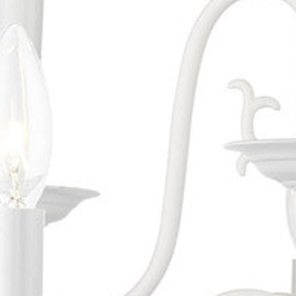 HomeRoots White Twelve-Light Dimmable Chandelier - Elegant Modern Design with Durable Steel Shades & Ambiance Control 687561