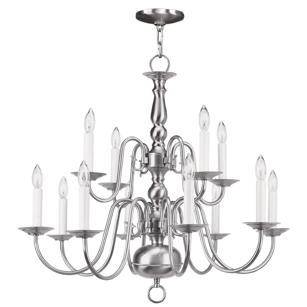 HomeRoots Twelve Light Dimmable Chandelier - Modern Steel Shades for Stylish Ambiance in Any Room 687564