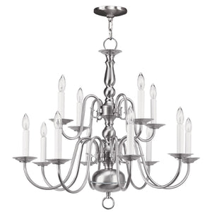 HomeRoots Twelve Light Dimmable Chandelier - Modern Steel Shades for Stylish Ambiance in Any Room 687564