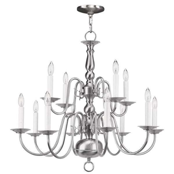 HomeRoots Twelve Light Dimmable Chandelier - Modern Steel Shades for Stylish Ambiance in Any Room 687564