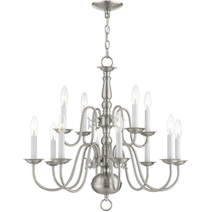 HomeRoots Twelve Light Dimmable Chandelier - Modern Steel Shades for Stylish Ambiance in Any Room 687564