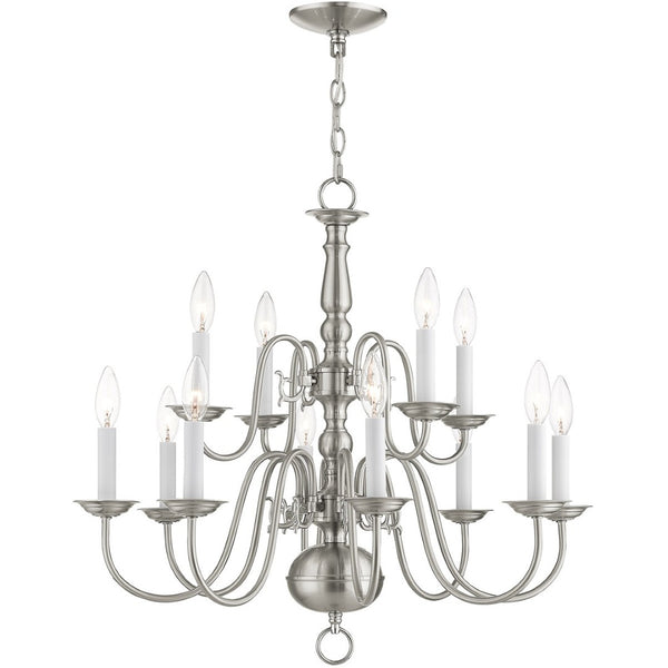 HomeRoots Twelve Light Dimmable Chandelier - Modern Steel Shades for Stylish Ambiance in Any Room 687564