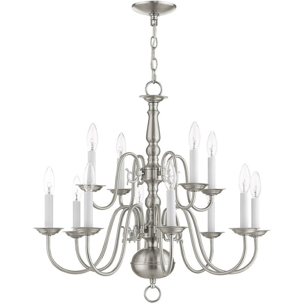 HomeRoots Twelve Light Dimmable Chandelier - Modern Steel Shades for Stylish Ambiance in Any Room 687564