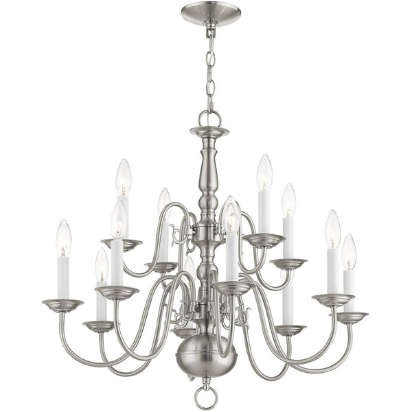 HomeRoots Twelve Light Dimmable Chandelier - Modern Steel Shades for Stylish Ambiance in Any Room 687564