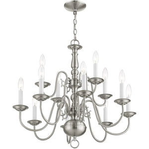 HomeRoots Twelve Light Dimmable Chandelier - Modern Steel Shades for Stylish Ambiance in Any Room 687564