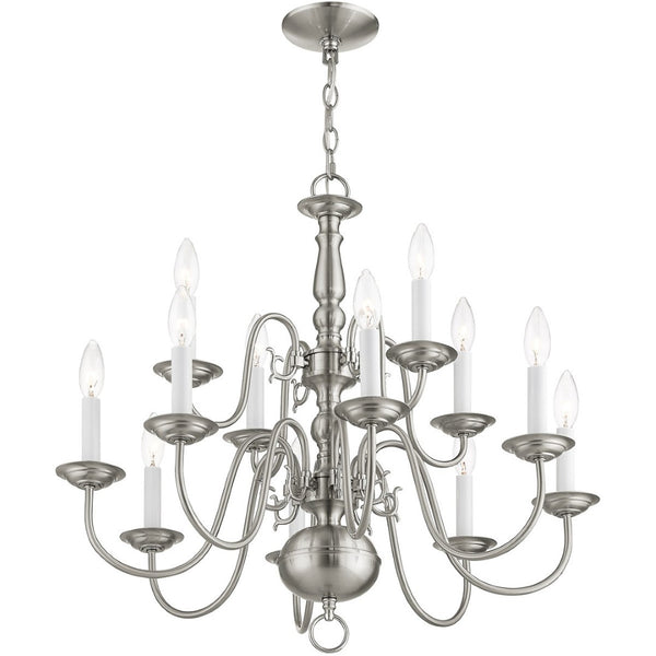 HomeRoots Twelve Light Dimmable Chandelier - Modern Steel Shades for Stylish Ambiance in Any Room 687564
