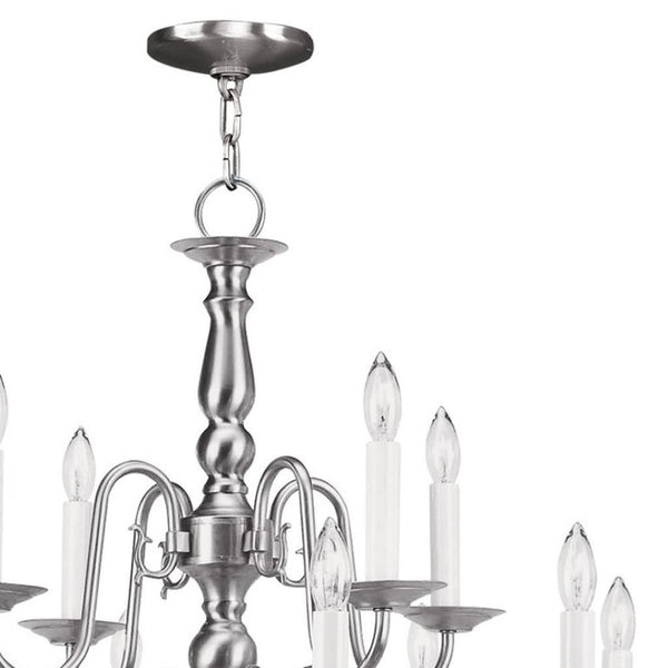 HomeRoots Twelve Light Dimmable Chandelier - Modern Steel Shades for Stylish Ambiance in Any Room 687564