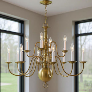 HomeRoots Twelve Light Dimmable Chandelier - Modern Cylinder Design with Adjustable Warm Lighting for Any Space 687567