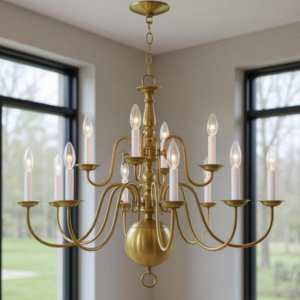 HomeRoots Twelve Light Dimmable Chandelier - Modern Cylinder Design with Adjustable Warm Lighting for Any Space 687567