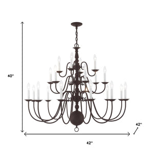 HomeRoots Bronze Multi-Light Dimmable Chandelier - Elegant Cylinder Design for Stylish Illumination & Warmth 687573