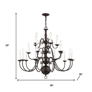 HomeRoots Bronze Multi-Light Dimmable Chandelier with Cylinder Shades - Elegant Lighting for Any Space 687577