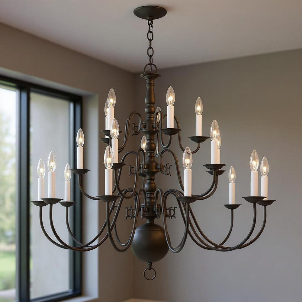 HomeRoots Bronze Multi-Light Dimmable Chandelier with Cylinder Shades - Elegant Lighting for Any Space 687577