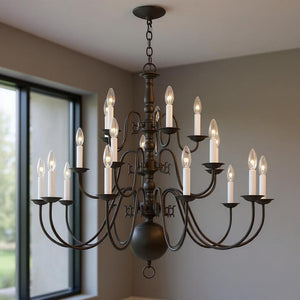 HomeRoots Bronze Multi-Light Dimmable Chandelier with Cylinder Shades - Elegant Lighting for Any Space 687577