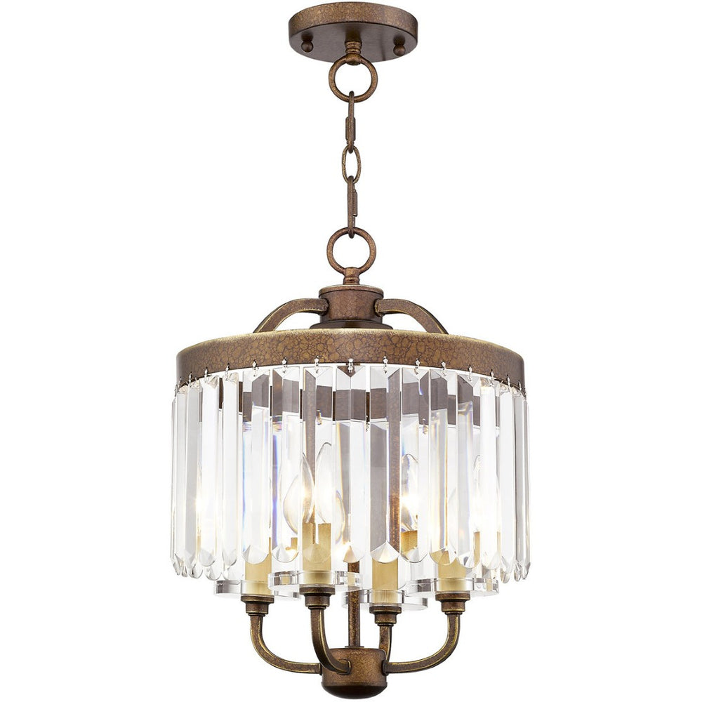 HomeRoots Four Light Dimmable Chandelier - Modern Cylinder Shades for Adjustable Brightness & Sleek Style 687578