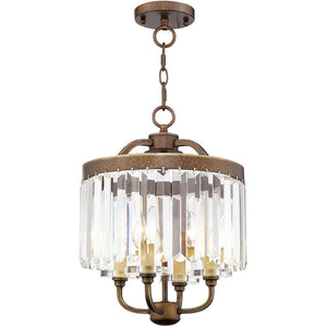 HomeRoots Four Light Dimmable Chandelier - Modern Cylinder Shades for Adjustable Brightness & Sleek Style 687578