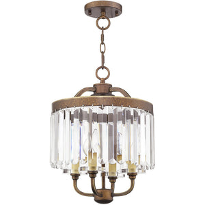 HomeRoots Four Light Dimmable Chandelier - Modern Cylinder Shades for Adjustable Brightness & Sleek Style 687578