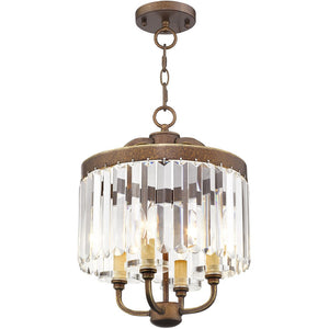 HomeRoots Four Light Dimmable Chandelier - Modern Cylinder Shades for Adjustable Brightness & Sleek Style 687578