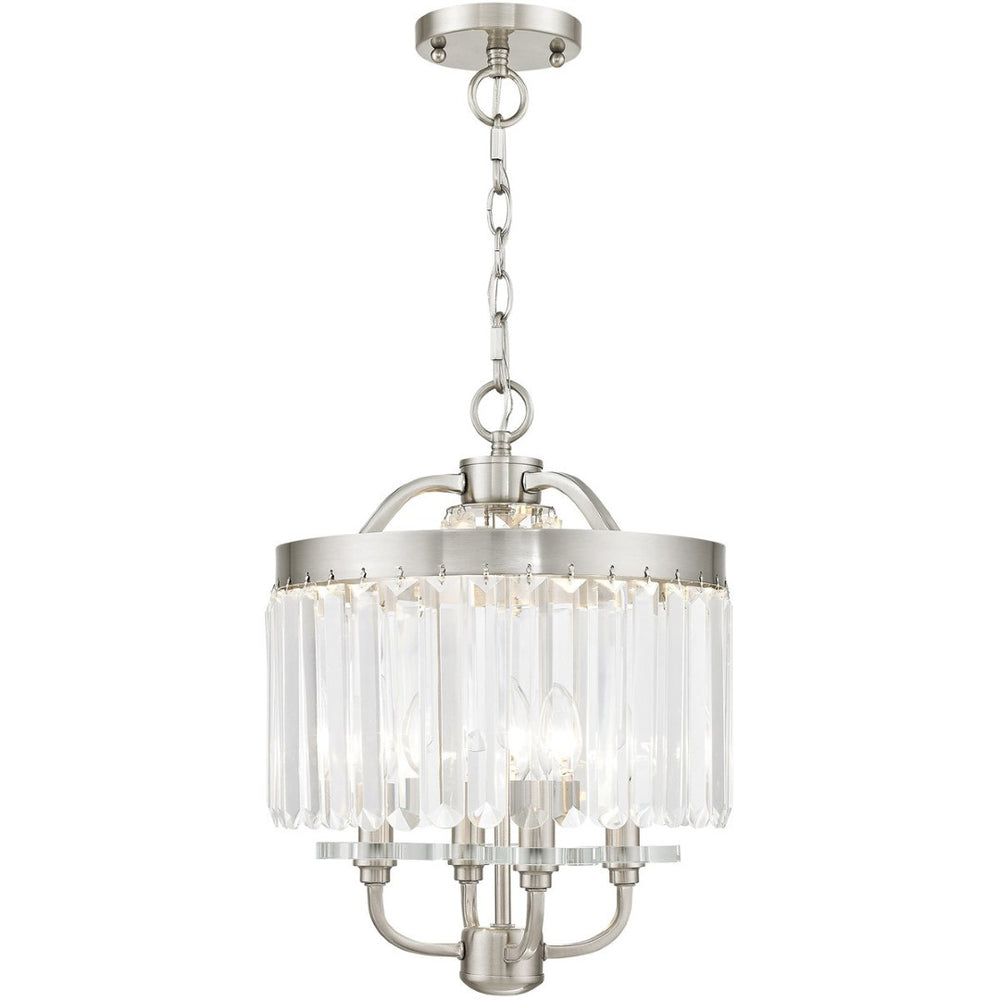 HomeRoots Four Light Dimmable Chandelier - Modern Steel Design with Cylinder Shades for Versatile Home Lighting 687579