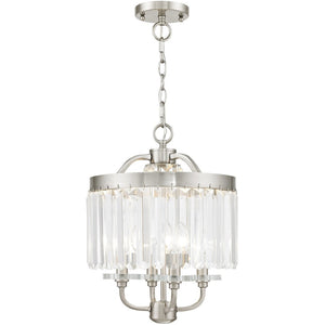 HomeRoots Four Light Dimmable Chandelier - Modern Steel Design with Cylinder Shades for Versatile Home Lighting 687579