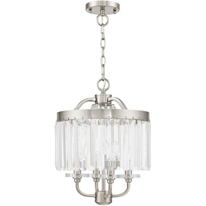 HomeRoots Four Light Dimmable Chandelier - Modern Steel Design with Cylinder Shades for Versatile Home Lighting 687579