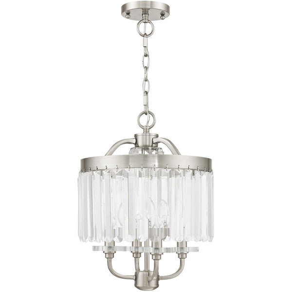 HomeRoots Four Light Dimmable Chandelier - Modern Steel Design with Cylinder Shades for Versatile Home Lighting 687579