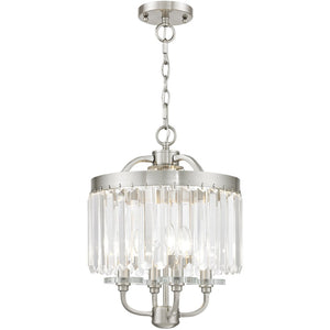 HomeRoots Four Light Dimmable Chandelier - Modern Steel Design with Cylinder Shades for Versatile Home Lighting 687579