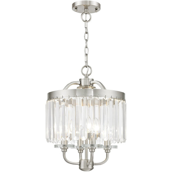 HomeRoots Four Light Dimmable Chandelier - Modern Steel Design with Cylinder Shades for Versatile Home Lighting 687579