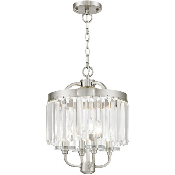 HomeRoots Four Light Dimmable Chandelier - Modern Steel Design with Cylinder Shades for Versatile Home Lighting 687579