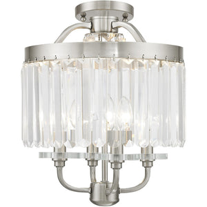 HomeRoots Four Light Dimmable Chandelier - Modern Steel Design with Cylinder Shades for Versatile Home Lighting 687579