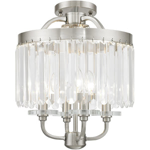 HomeRoots Four Light Dimmable Chandelier - Modern Steel Design with Cylinder Shades for Versatile Home Lighting 687579