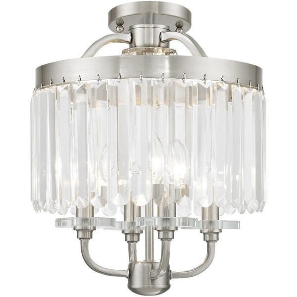 HomeRoots Four Light Dimmable Chandelier - Modern Steel Design with Cylinder Shades for Versatile Home Lighting 687579
