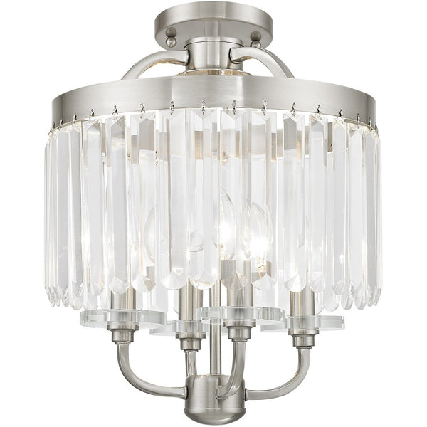 HomeRoots Four Light Dimmable Chandelier - Modern Steel Design with Cylinder Shades for Versatile Home Lighting 687579