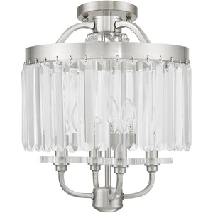 HomeRoots Four Light Dimmable Chandelier - Modern Steel Design with Cylinder Shades for Versatile Home Lighting 687579