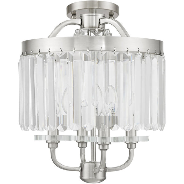 HomeRoots Four Light Dimmable Chandelier - Modern Steel Design with Cylinder Shades for Versatile Home Lighting 687579