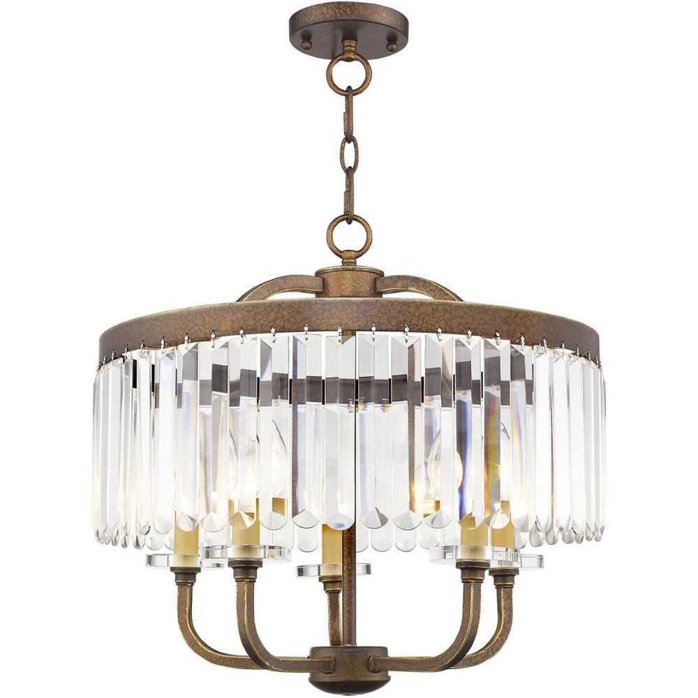 HomeRoots Five Light Dimmable Chandelier - Modern Cylinder Shade Fixture for Stylish Home Ambiance & Design 687580