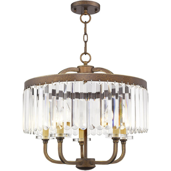HomeRoots Five Light Dimmable Chandelier - Modern Cylinder Shade Fixture for Stylish Home Ambiance & Design 687580