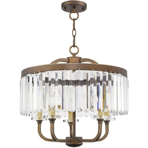 HomeRoots Five Light Dimmable Chandelier - Modern Cylinder Shade Fixture for Stylish Home Ambiance & Design 687580